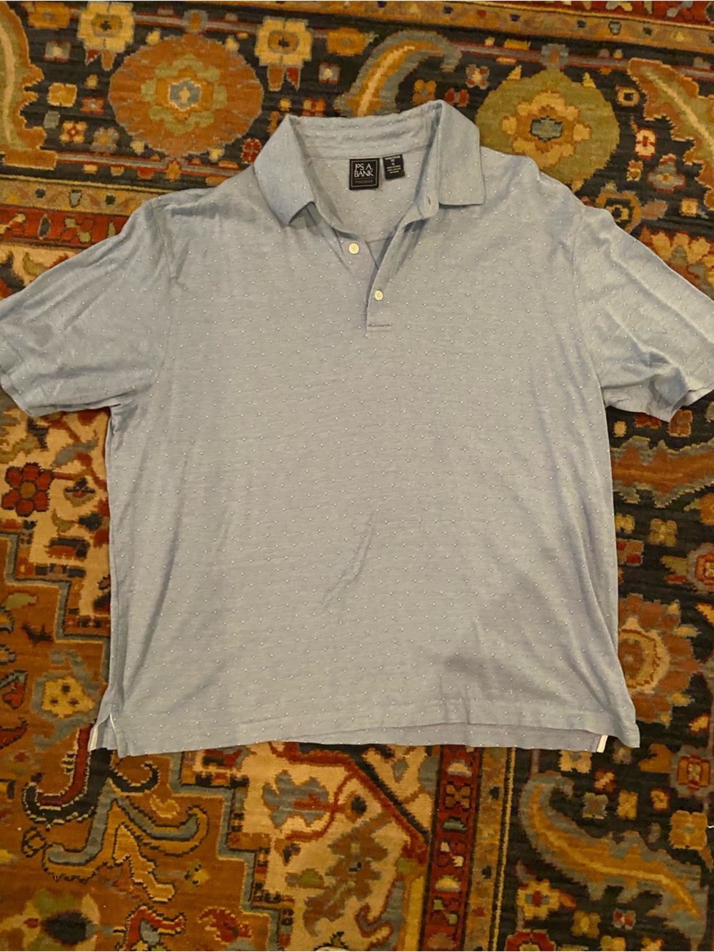Jos. A. Bank Pale Blue Polo with Subtle Dot Texture